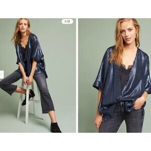 Anthropologie Corey Lynn Calter Blue Sequined Cardigan